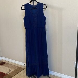 Elegant Luxology Blue Sleeveless Maxi Dress with tags on